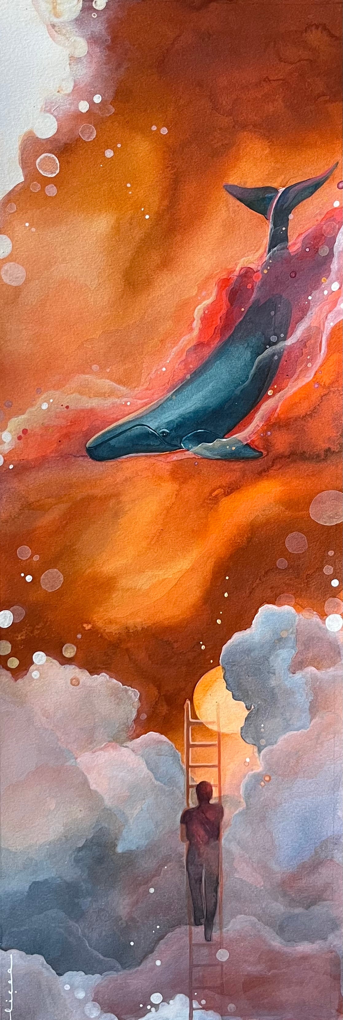 Derrière les nuages - acrylique sur papier
